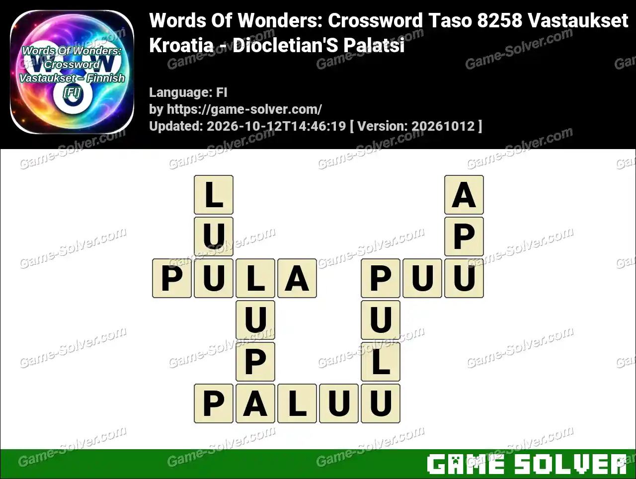 Words Of Wonders: Crossword Taso 8258 Vastaukset – Kroatia – Diocletian’S Palatsi